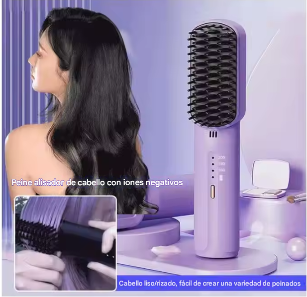 "Alisado Perfecto en Minutos" Mini alisador de Cabello 2 en 1