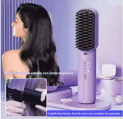 "Alisado Perfecto en Minutos" Mini alisador de Cabello 2 en 1